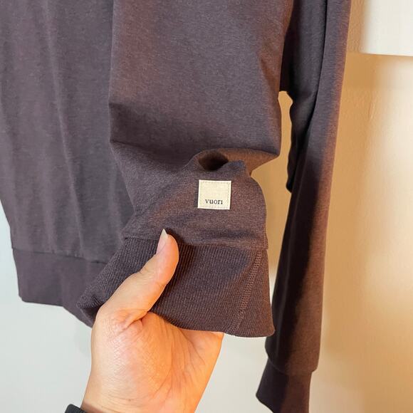 Vuori Halo Crew Brown Women's LARGE DreamKnit Pullover Sangria Heather EUC - Picture 11 of 15